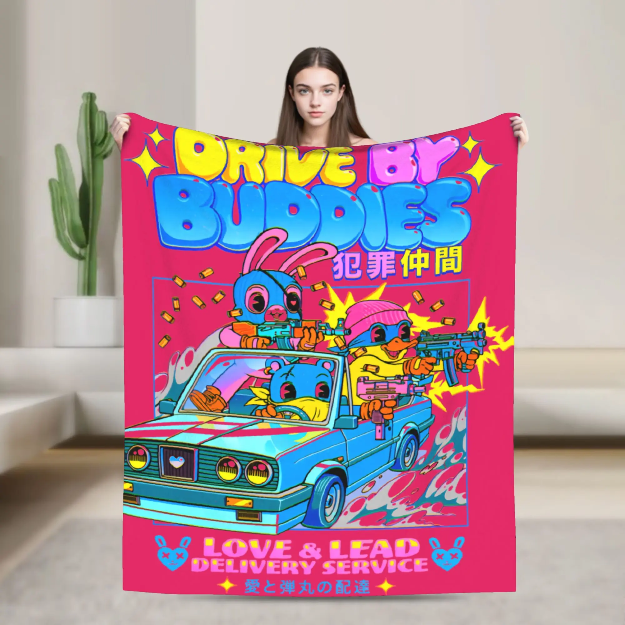 Drive by Buddies Happy Tree Friends Blanket  Flannel Novelty Warm Throw Blankets for Chair Covering Sofa Spring Autumn