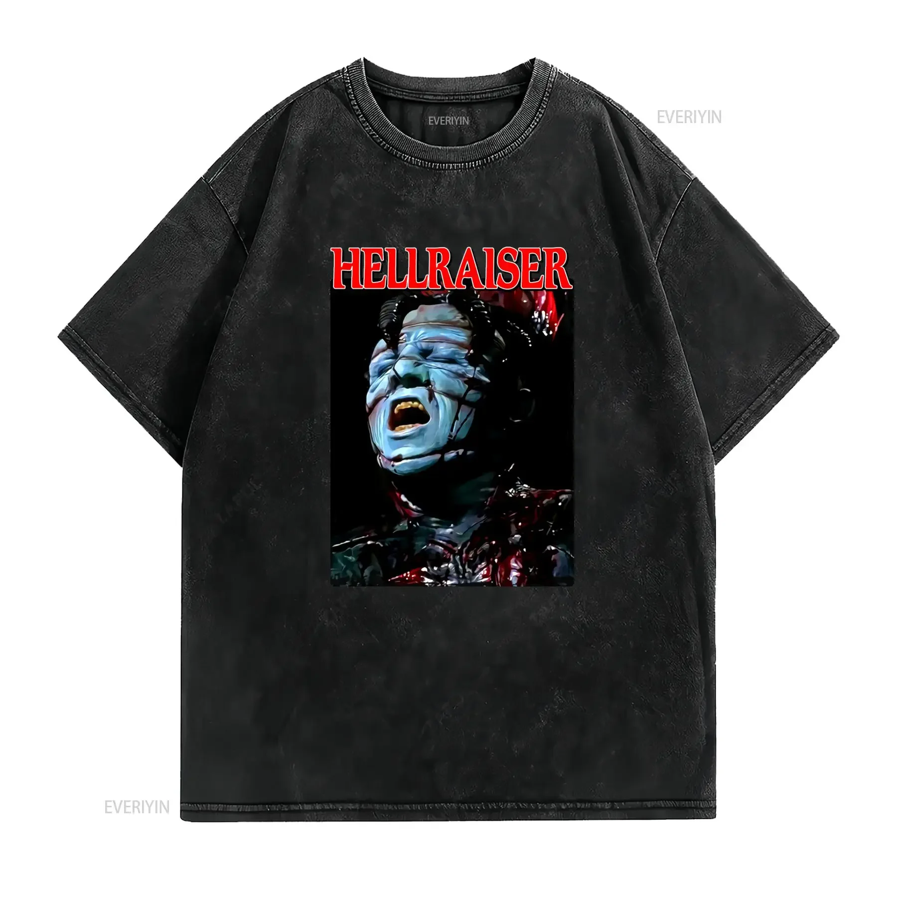 Classic Gothic Horror Hellraiser Movie Character Print Casual Streetwear T Shirt vintage Washed Unisex Stylish homme graphic