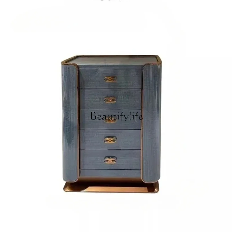 

Italian light luxury living room multi-functional storage bucket cabinet solid wood bedroom bedside wall integrated cabinet