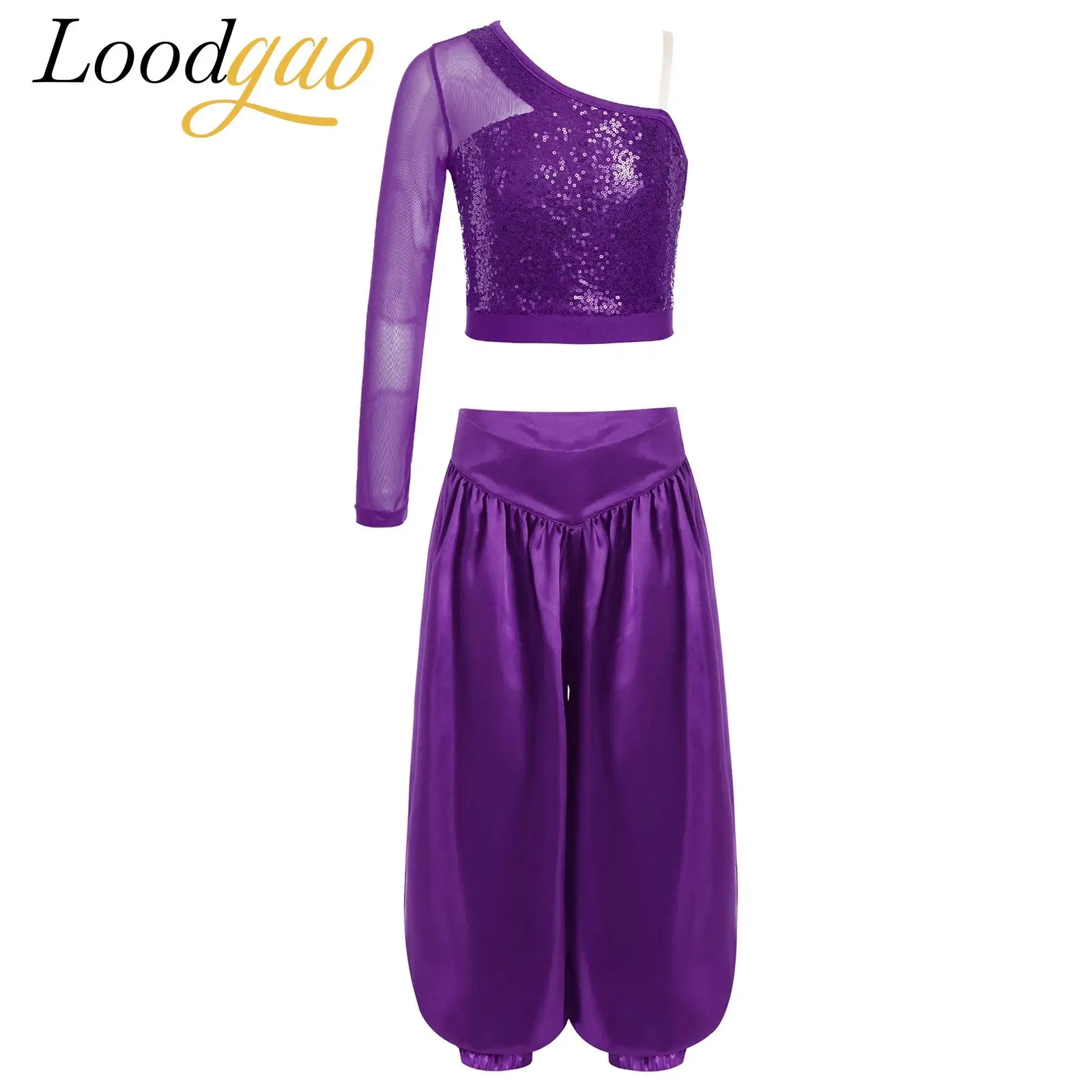 

Children Hip Hop Clothes Sets Dancing Outfit Kids Girls Sequins Jazz Dance Costume Theme Party Costumes Crop Top with Pants