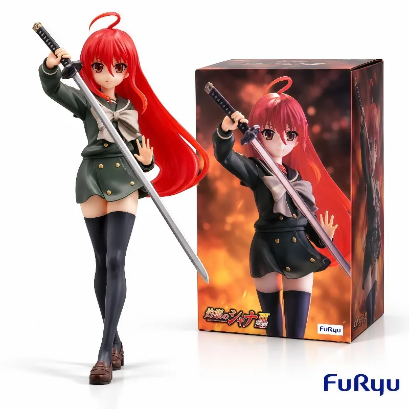 Shakugan no Shana III FuRyu Shana Sailor Uniform Sword Anime Figure, Genuine Original, In Stock Collection PVC Statue Home Decor