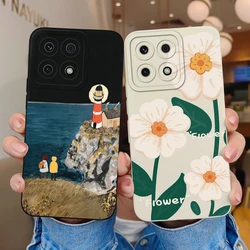귀여운 공룡 레오파드 무늬 액체 실리콘 보호 커버, Honor X8A X8B 케이스, 6.7 인치 Fundas