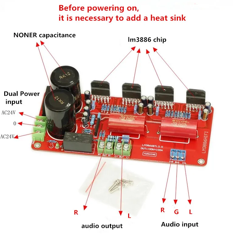 Dual AC24V LM3886 BTL 120W * 2 2.0 สเตอริโอ Hifi Fever เครื่องขยายเสียงดิจิตอล