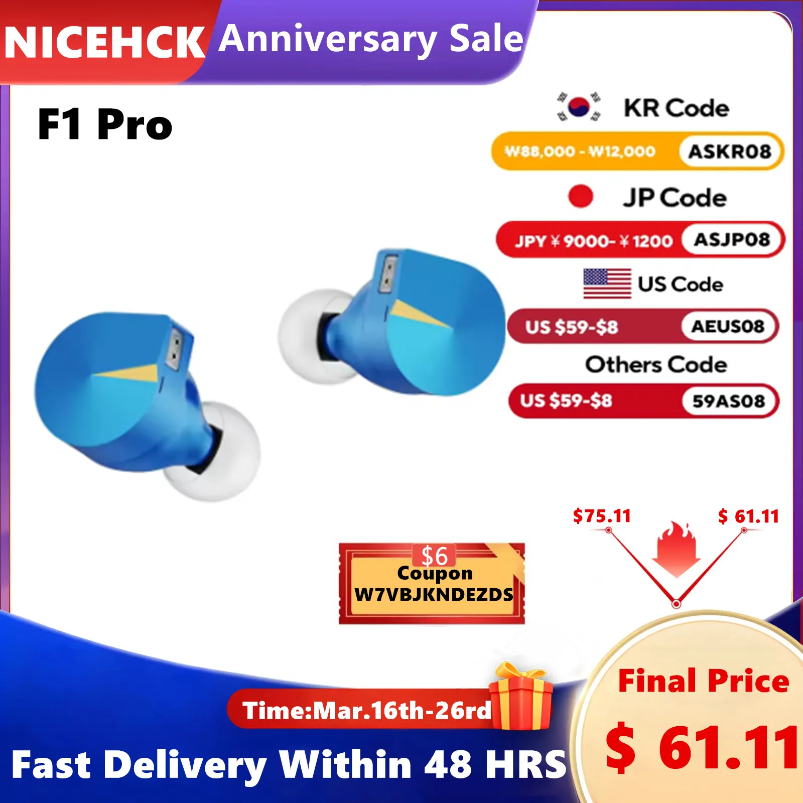 NICEHCK F1 Pro IEM HiFi Music Wired CNC Metal Earphone 14.2mm Planar Diaphragm Driver 0.78mm 2Pin In Ear Monitor 4.4mm Balanced