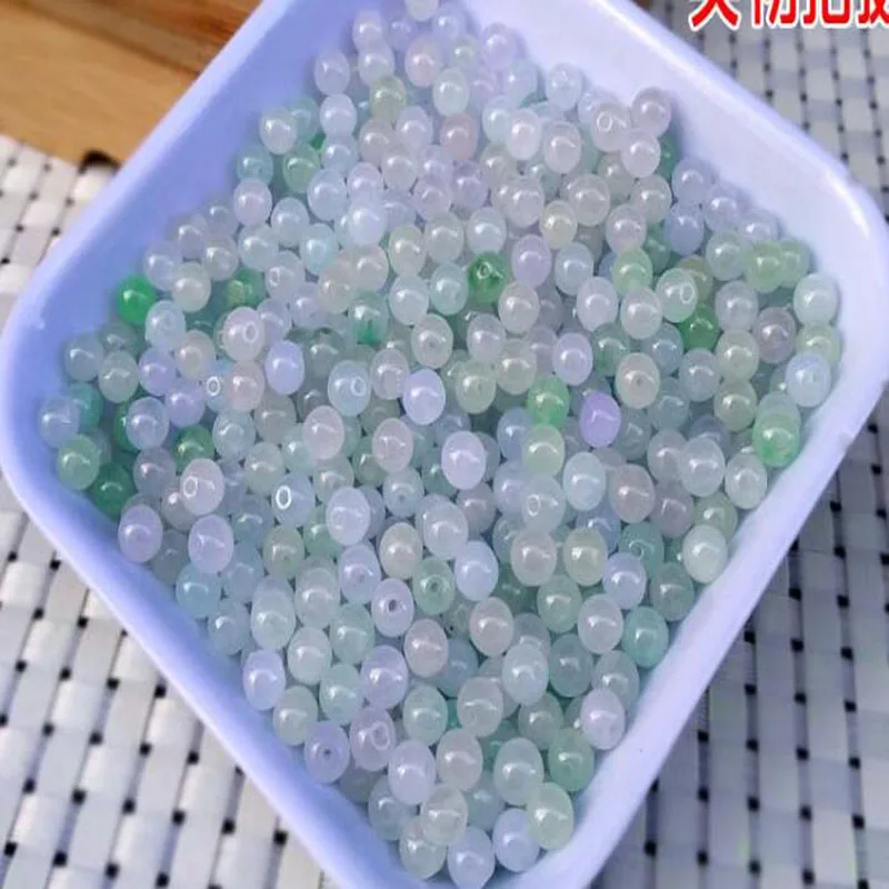 Natural Jadeite Scattered Beads Ice, Green Bashan Jade  Semi-Finished Products, Men's And Women's Bracelet Necklace DIY Acc