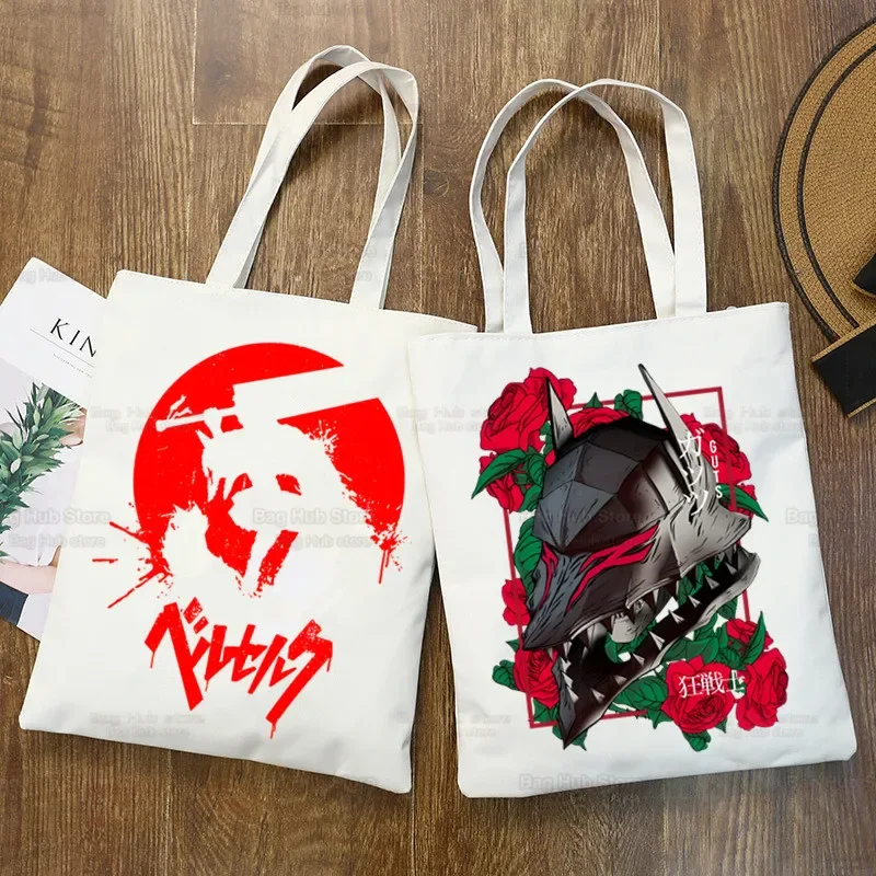 Berserk Vintage Manga Shopper Bags Shopping Bag Guts Griffith Cool Manga Tote Bag Shoulder Bag Canvas Bags Large Handbag