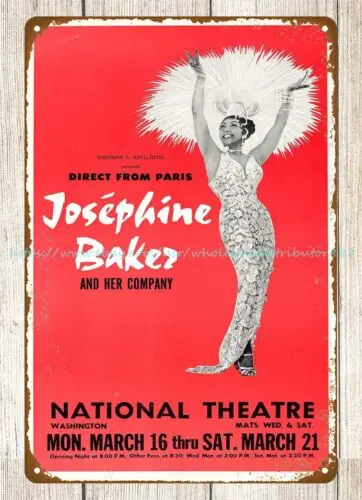 1964 Josephine Baker National Theatre Concert Poster metal tin sign art prints