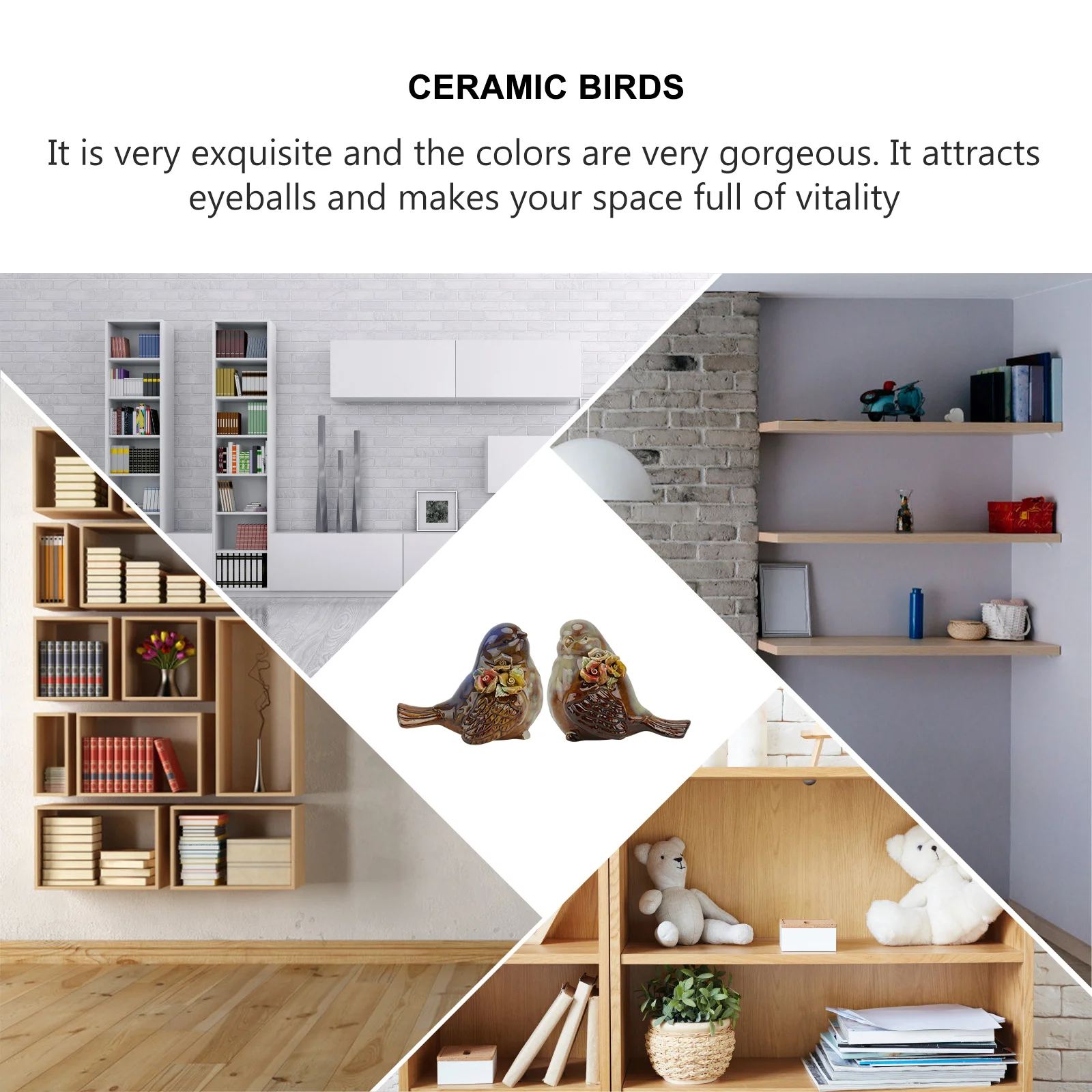 

2Pcs Ceramic Bird Figurines Premium Small Home Office Desktop Ornaments Stylish Tabletop Decoration Bird Craft