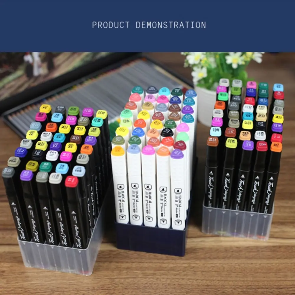 Simple 12/24/30/40/48/80/100 Slots Pen Holder Large-capacity Multifunctional Marker Pen Holder Make-up Brush Stand