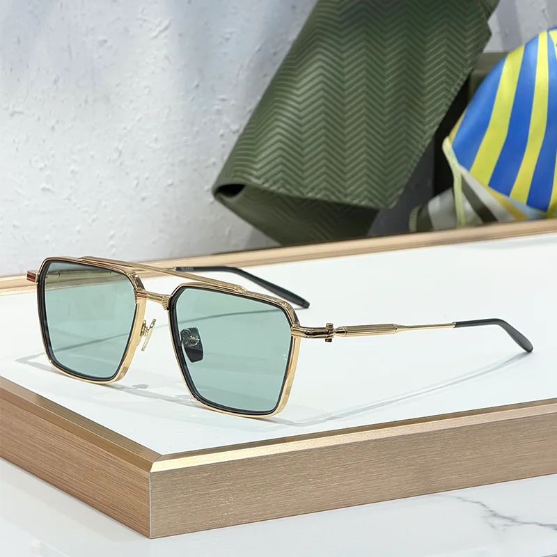 

Мужские люксовые солнцезащитные очки-авиаторы с двойной перемычкой, черные с золотом, 2025, трендовые, классические, в стиле High Street, из сплава, для мужчин