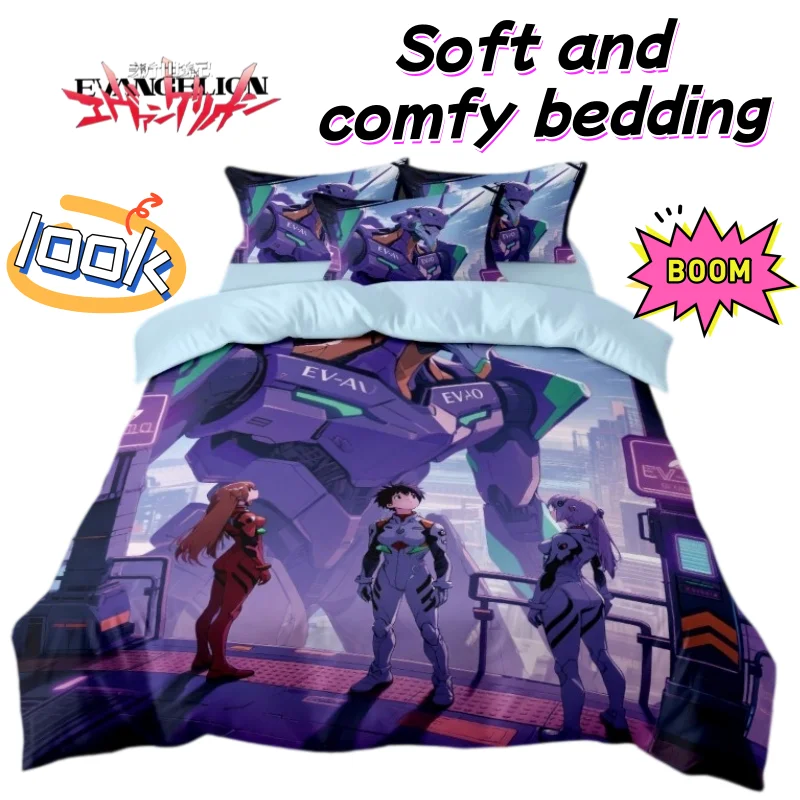 NEON GENESIS EVANGELION bedding four-piece set soft and comfortable high-value animation cartoon student bed sheet quilt cover