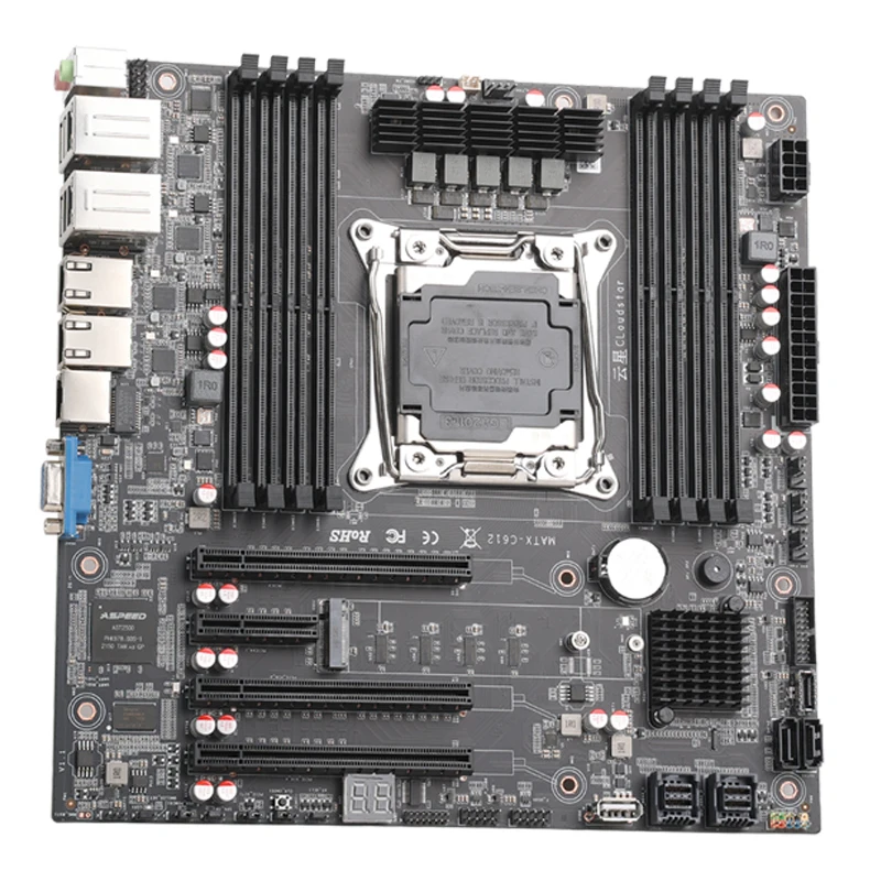 YXC612 Motherboard LGA2011-3 Support Xeon E5 V3 V4 8*DDR4 ECC RECC 4*2.5G LAN BMC 5 Phase Digital Power Supply NAS Server