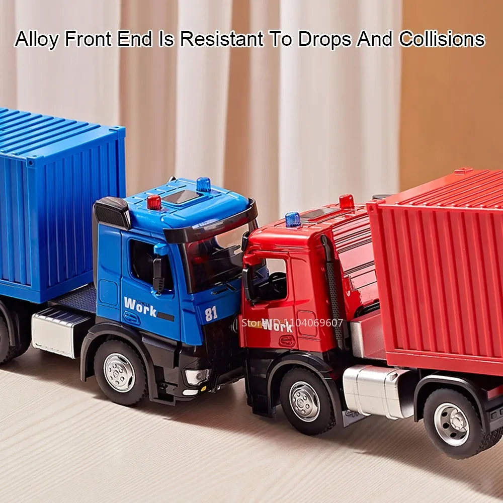 1:24 Dump Truck Speelgoedmodellen Metalen Diecast Container Truck Tanker Techniek Voertuigen Deuren Geopend Geluid Licht voor Jongens Geschenken