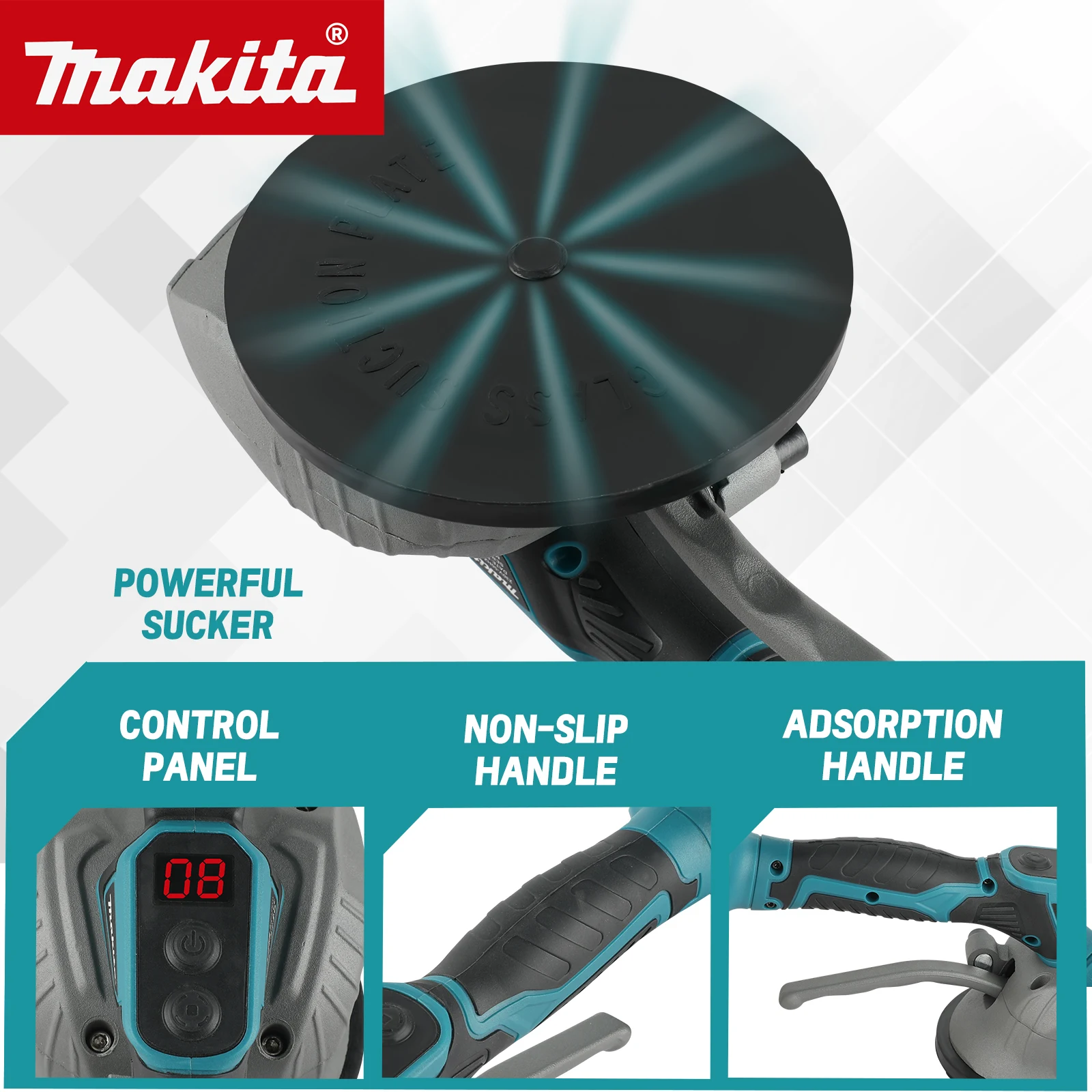 For Makita 18v Battery Pins, M424 Floor Vibrating Tool,600W 10000RPM,8 Gear Digital Panel,130mm Suction Pad Tile Paving tools
