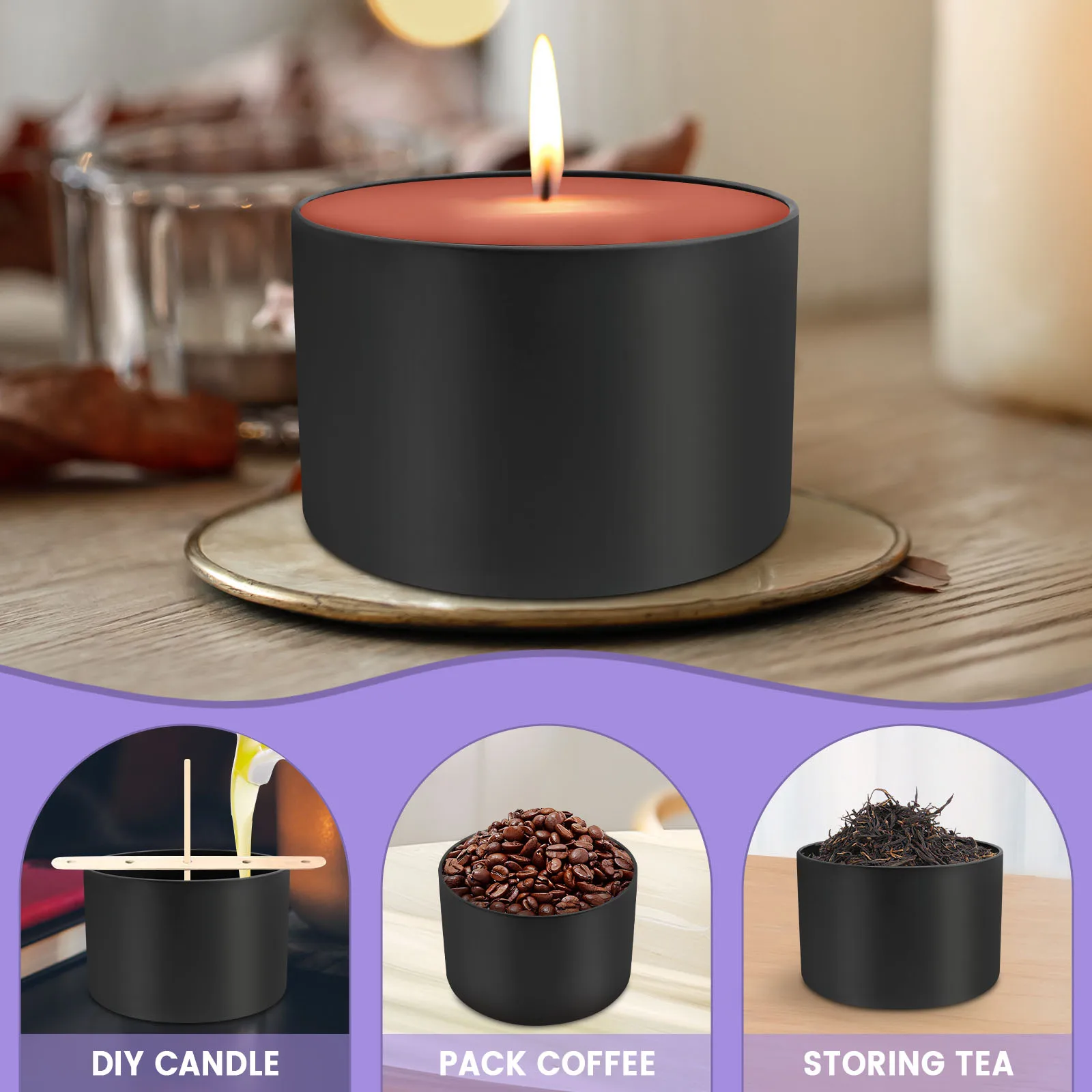 12 قطعة 8 أوقية علب شمعة حديدية لتقوم بها بنفسك الشموع صنع الجرار مع غطاء متعددة الأغراض لتقوم بها بنفسك حاوية شمع لصنع الشموع ديكور المنزل #4