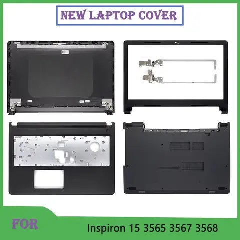 Novo para inspiron 15 3565 3567 3568 série tela portátil escudo lcd caso superior/capa traseira/moldura frontal/dobradiças/caixa inferior
