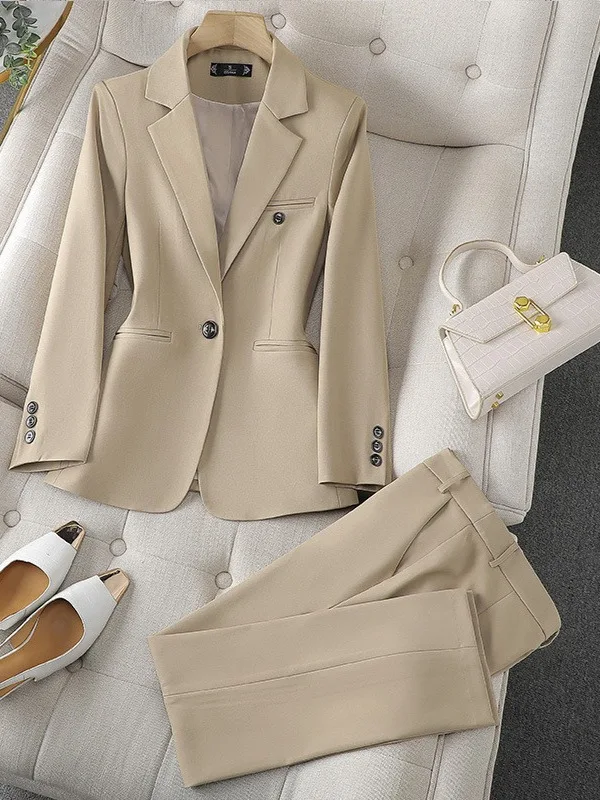 

Осень-зима, женский профессиональный костюм и брюки, костюмы из двух предметов, новинка 2025, женский пиджак + длинный костюм, брюки, костюмы, женский тонкий костюм