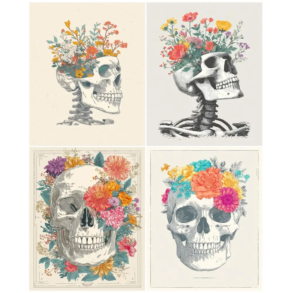 

PhotoCustom Hand Painting Skeleton Landscape Painting By Numbers Kit DIY Artwork Art Gift Home Decoration Gift