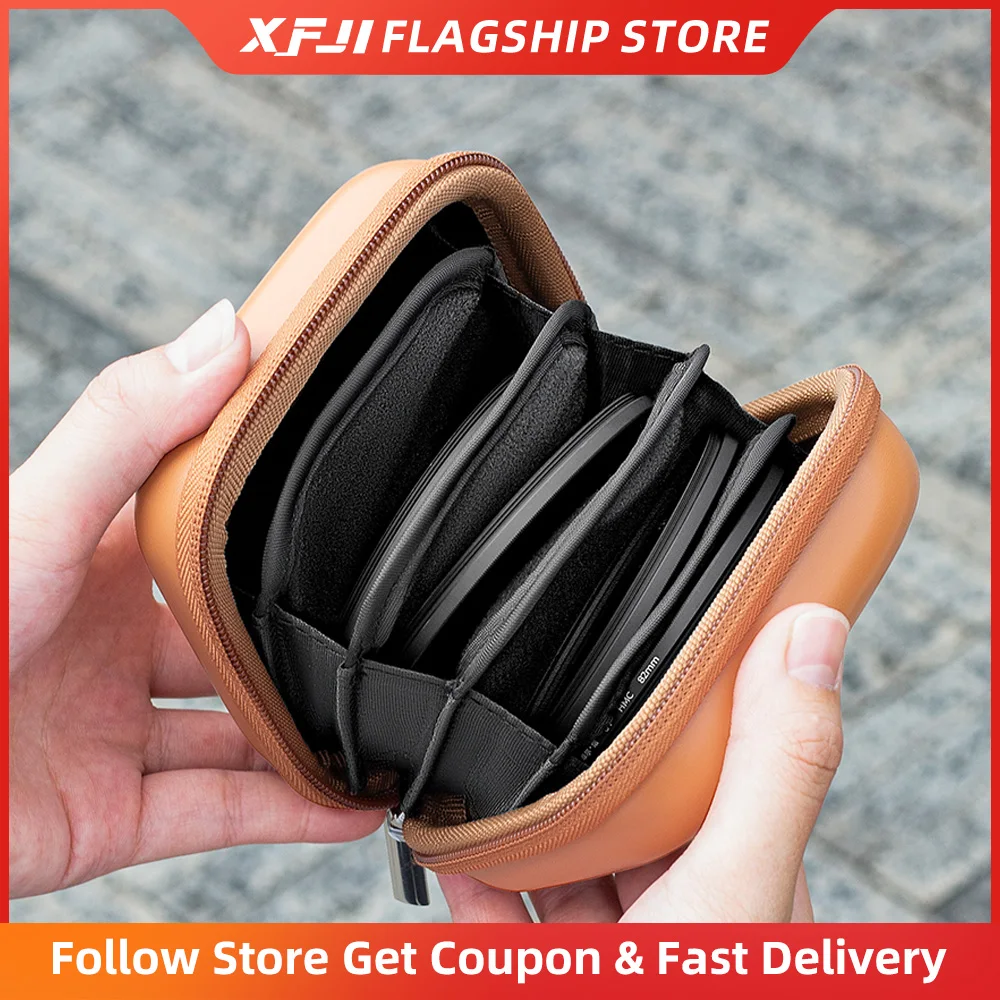 XFJI 5-Fächer-Hartschalen-Objektivfiltertasche für bis zu 45 mm 82 mm, wasserabweisende Kamerafiltertasche, Tragetasche für Fotografie
