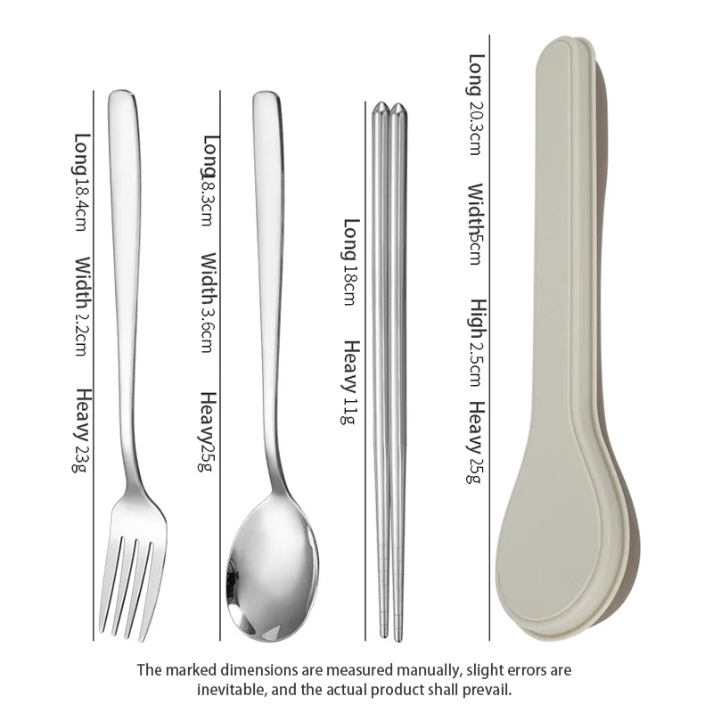 Four Piece Cutlery Set With Box Stainless Steel Korean Cutlery Spoon Fork Chopsticks Spoon Shape Box Cutlery Travelling
