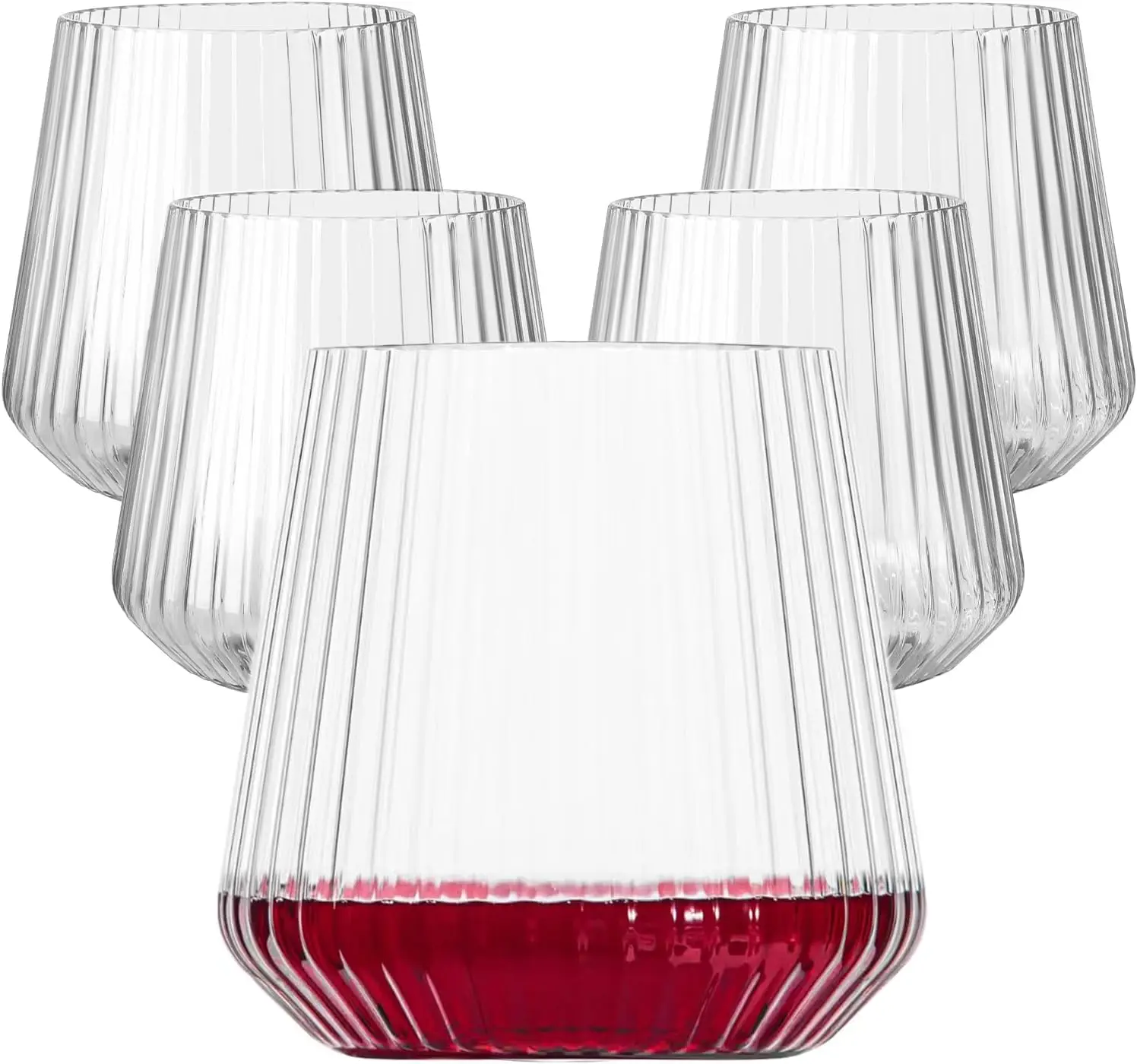 

40 Pack Plastic Ribbed Wine Glasses, 14Oz Origami Disposable Wine Glasses Unbreakable Clear Plastic