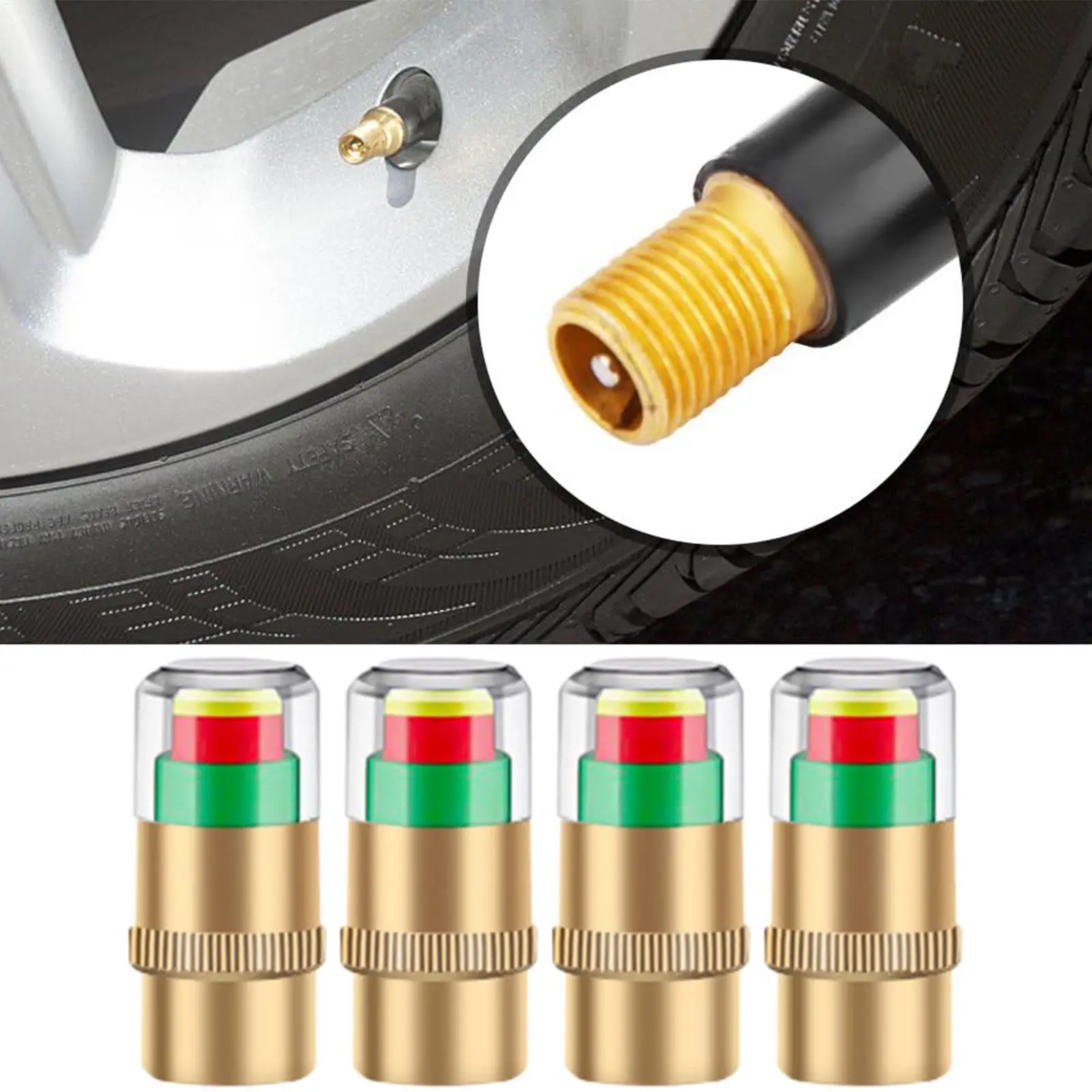

Car Tire Pressure Valve Stem Cap Tire Valve Caps Tire Gauge Caps 4X Tire Pressure Cap Tire Pressure Monitor Car Tire Air Caps