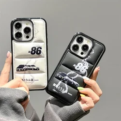 Anime Initial D AE86 Car Phone Case For iPhone 15 14 13 12 11 16 17 Pro Max Plus mini Plus Air Cartoon Down Jackets Cover