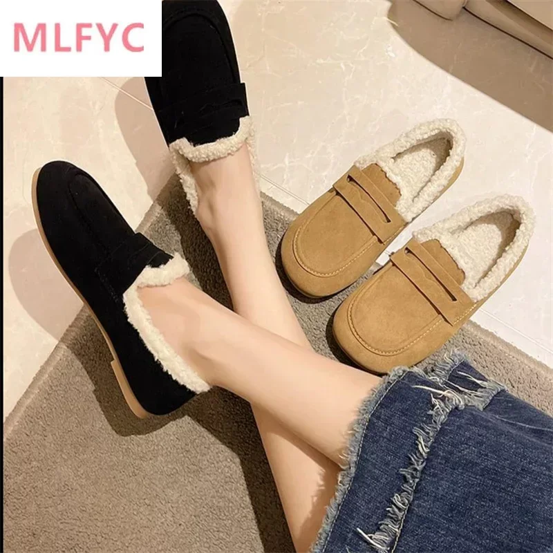 Wildleder Round Toe Plüsch Winter Damenschuhe