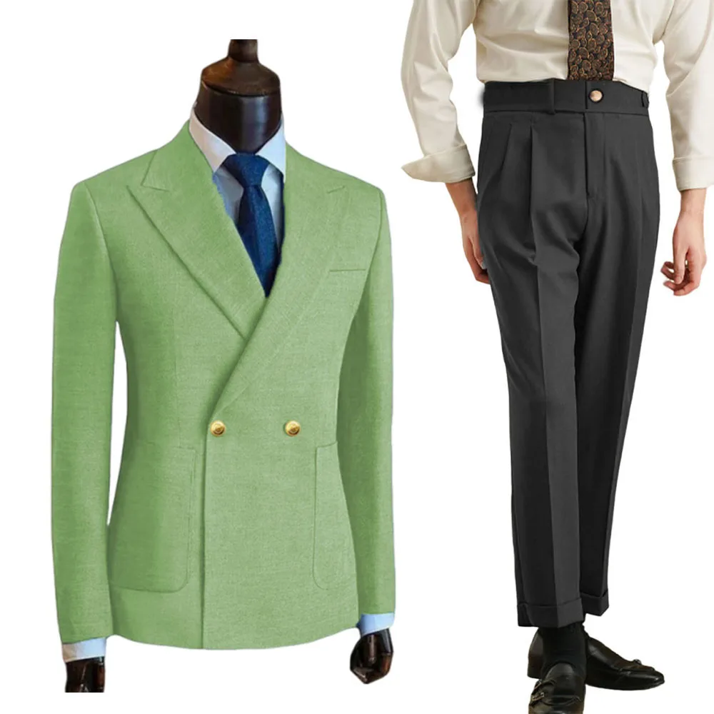 Abito da uomo personalizzato Blazer Pantaloni da abito Business Abito personalizzato Abito da uomo premium con fibbia in metallo tinta unita