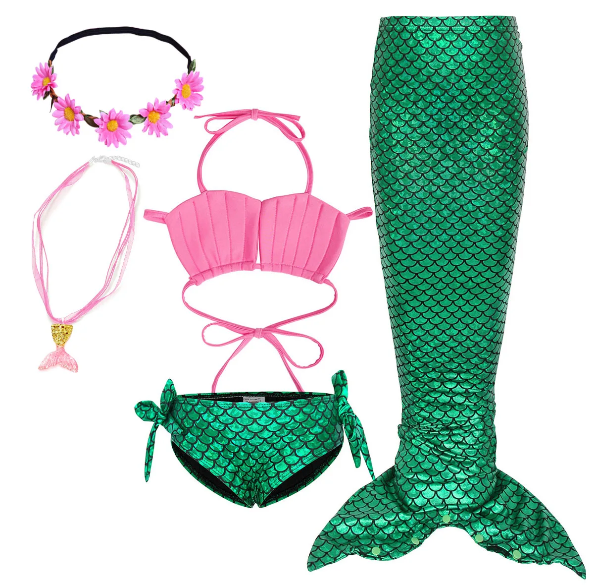 Jurebecia Little Girls Mermaid Swimsuits Kids Princess Dress Up Tankinis Set Beach Pool Party Swimwear Mermaid Bathing Suits