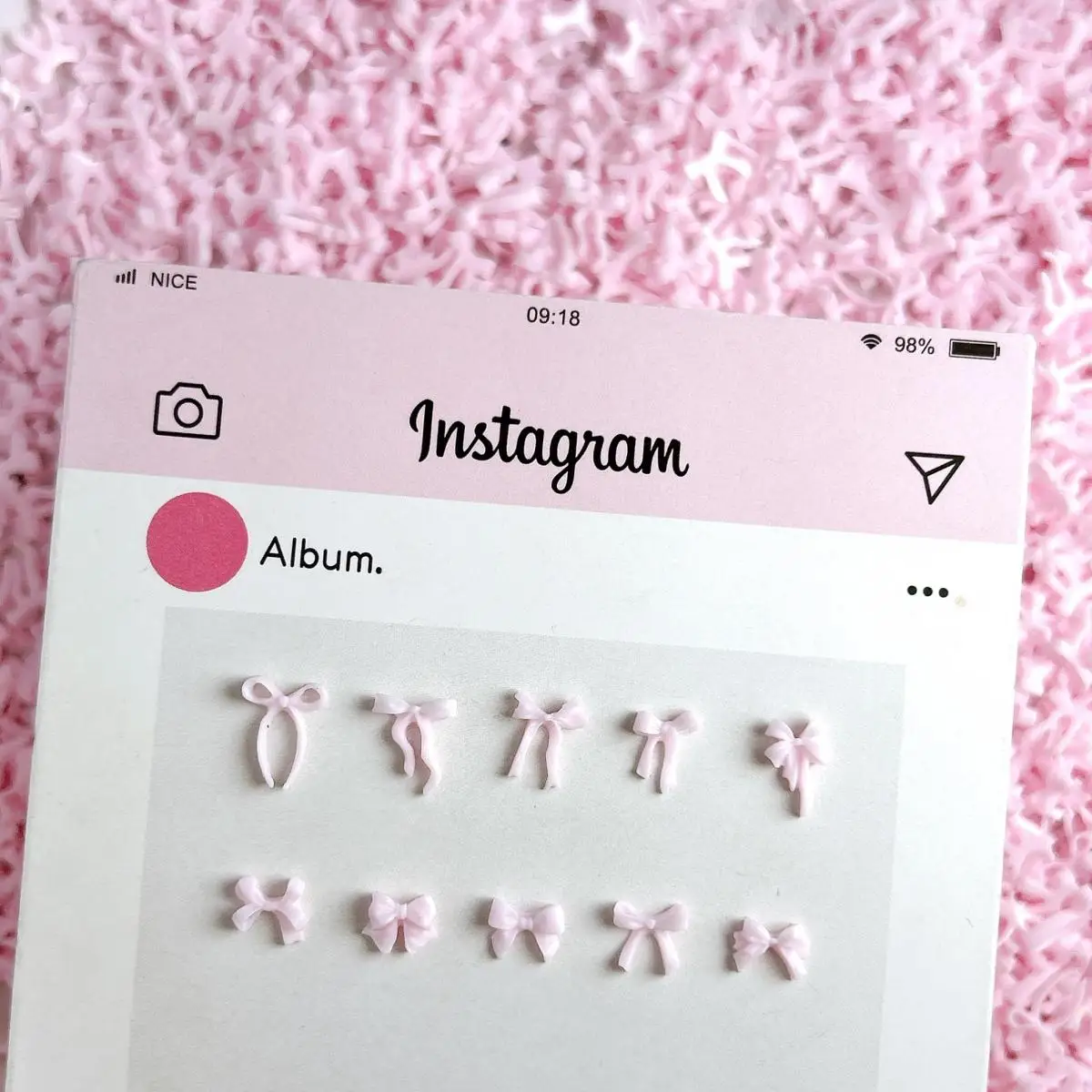 50PCS Sweet Pink Series Mini Ribbon Bow Nail Art Decoration Mixed Styles Resin Bow Nail Charms Bulk Supplies for Manicure DIY - Image 3