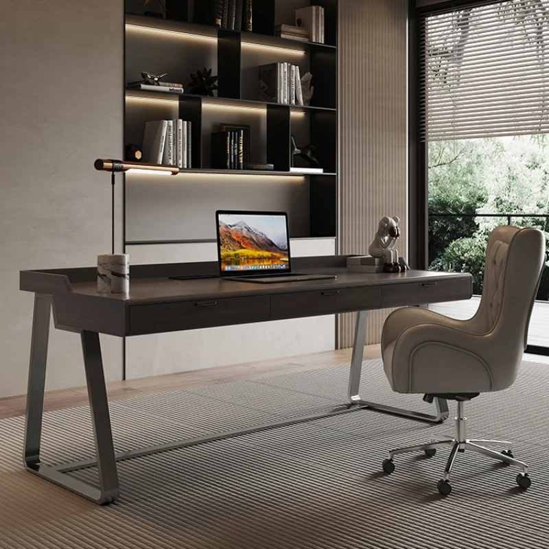 Light Luxury Modern Office Desks Wood Domestic Simple Study Design Italian Minimalism Office Desks Escritorios Furniture QF50OD