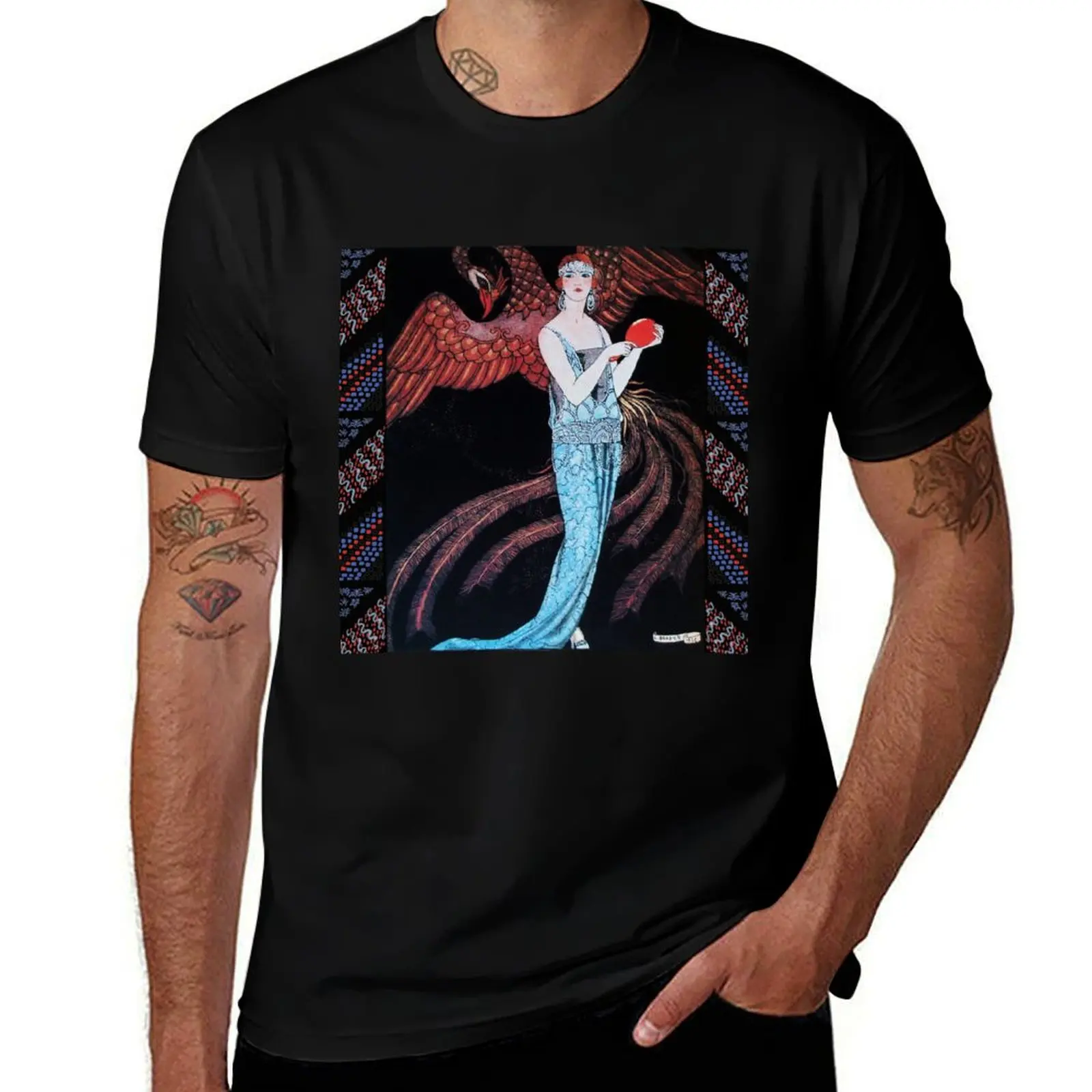 WOMAN BEAUTY AND PHOENIX, ART DECO FASHION,MAKE UP ARTIST T-Shirt Worker Basic Short Sleeve Tee T-Shirt