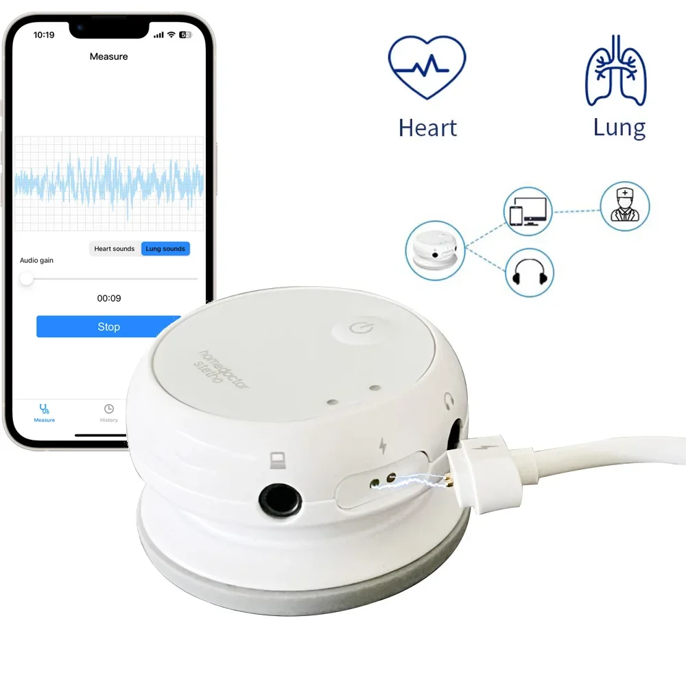 Wireless Digital Stethoscope Bluetooth Amplified Stethoscope For  Heart Rhythms Lung Sounds Phones And PC Data Record