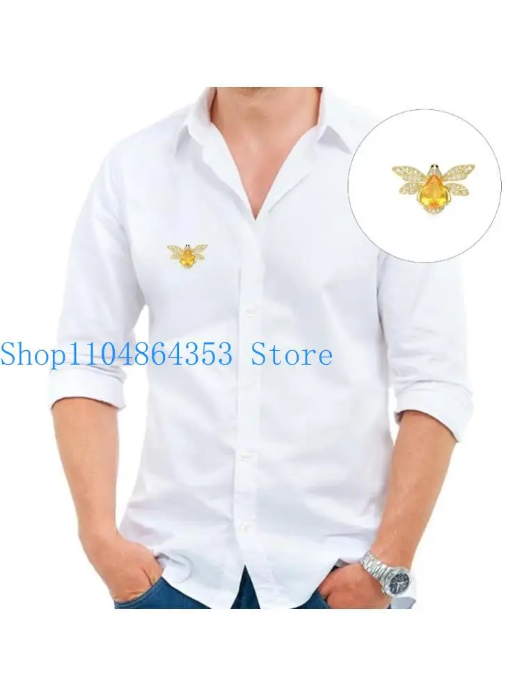 652F Bees Crystal Brooch Stylish Lapel Pin for Outfits Enhancement