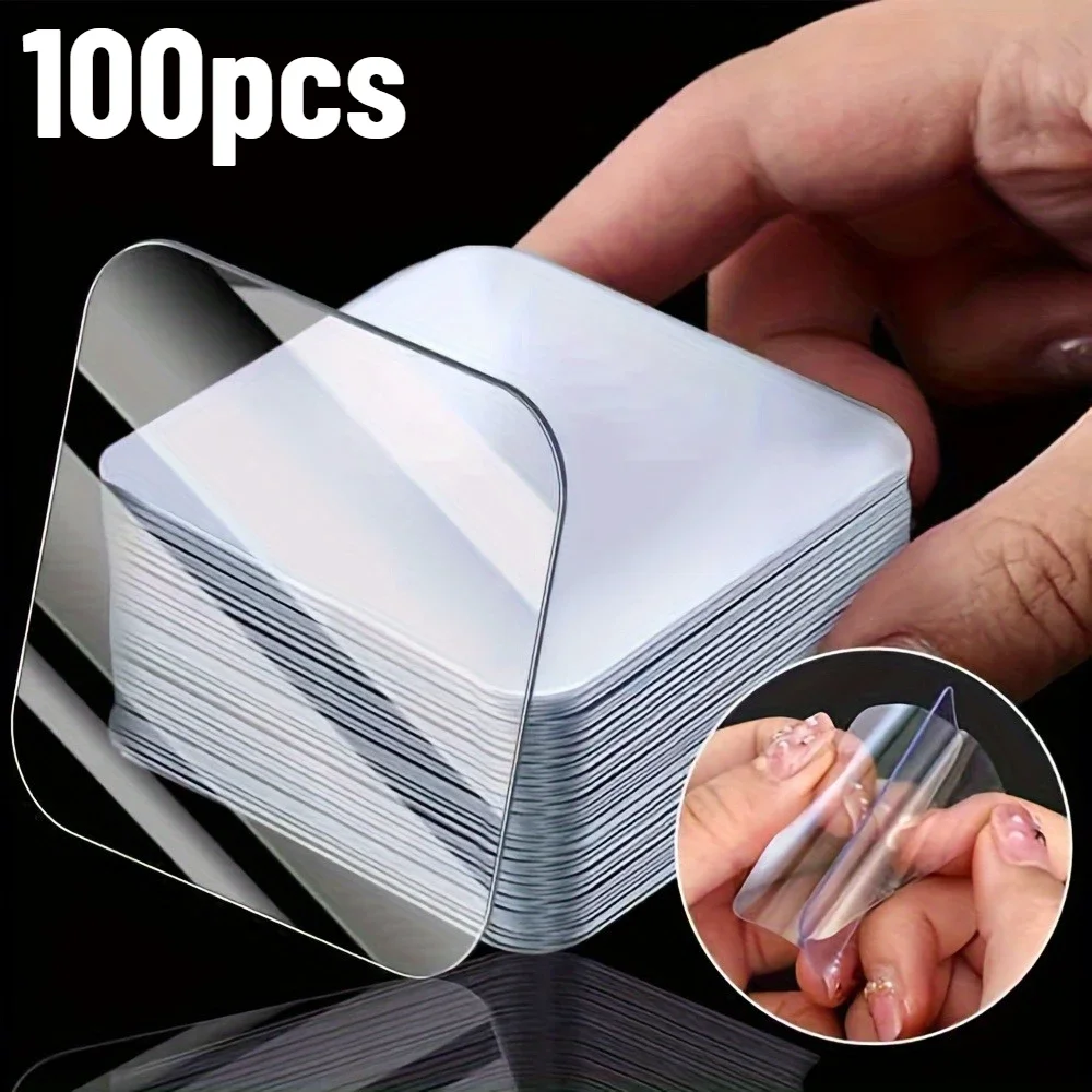 100pcs Special for Punch-Free Auxiliary Hooks, Strong Nano Double-Sided Tape, Traceless Removable High-Adhesion Adhesive Sheet,
