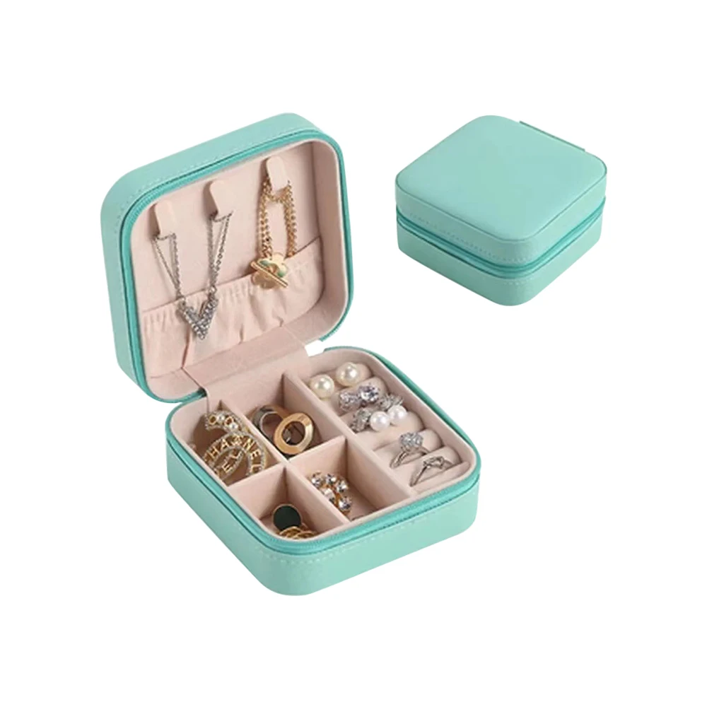 Home Mini Jewelry Storage Box Portable Travel Earrings Necklace Storage Case for Women Ring Organizer PU Leather Display Case