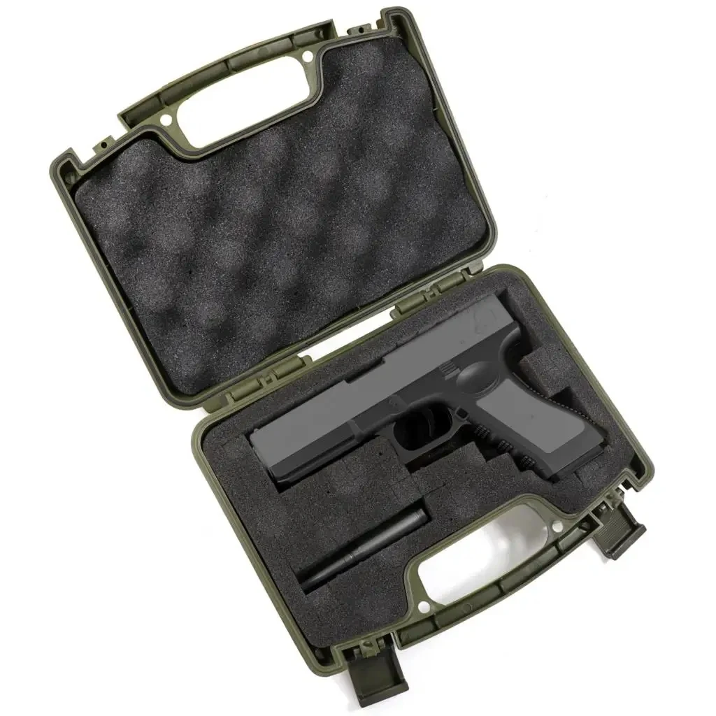 Multi-purpose Instrument Equipment Tool Box With Lockable Waterproof Pick Pluck Foam Handgun Hard Case Shockproof Gun Storage