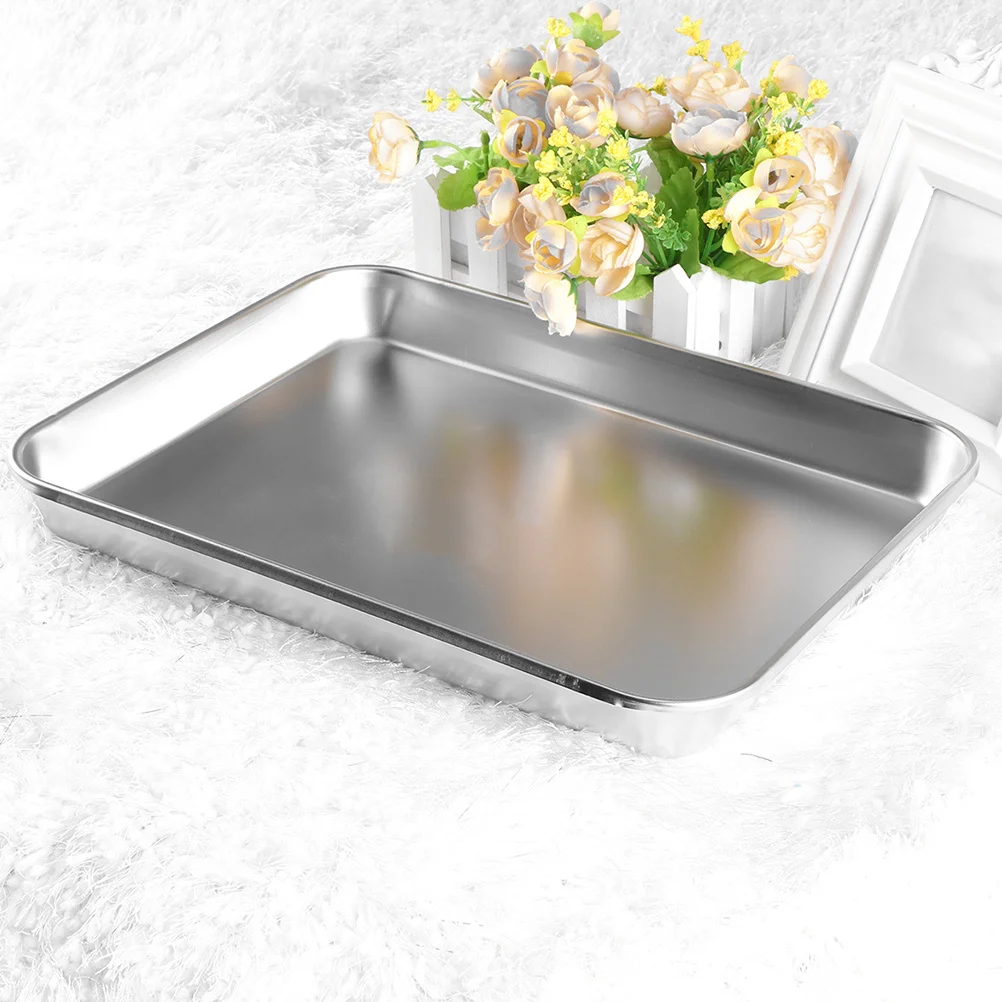 

2pcs Stainless Steel Medical Flat Bottom For Instruments Supply Metal Tray Set Surgical Organizer Stainless Tray