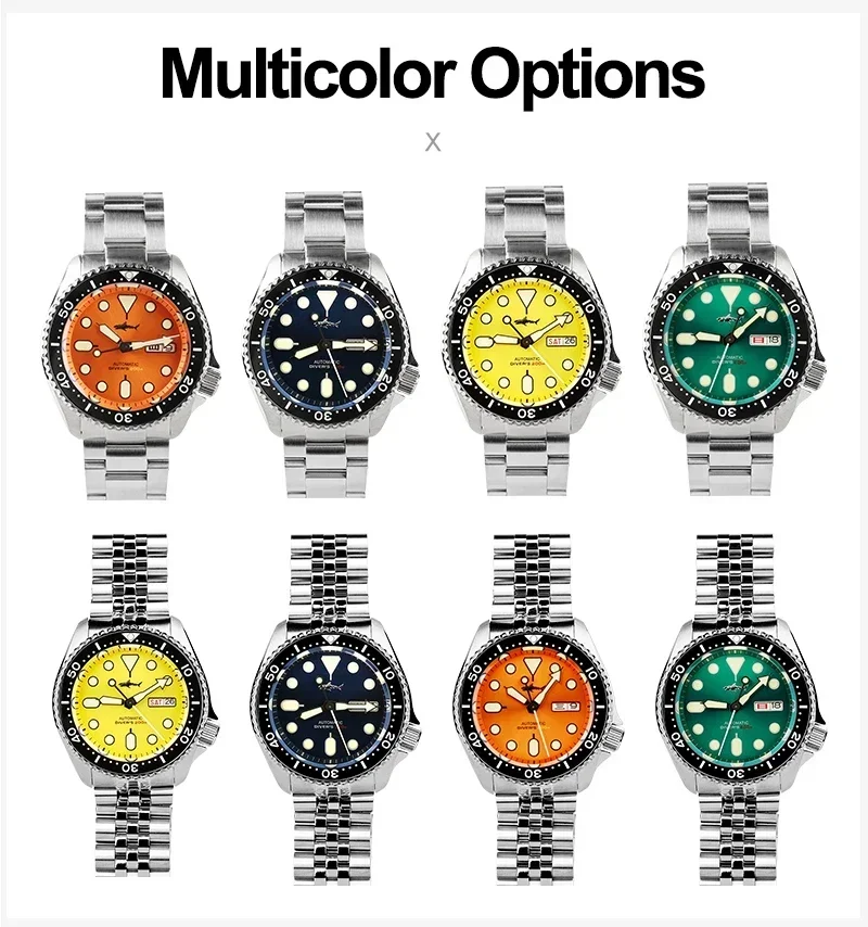 HEIMDALLR Sharkey Skx007 Watch For Men Ceramic Bezel 200M Water Resistance NH36 Movement Automatic Movement Mechanical Watches