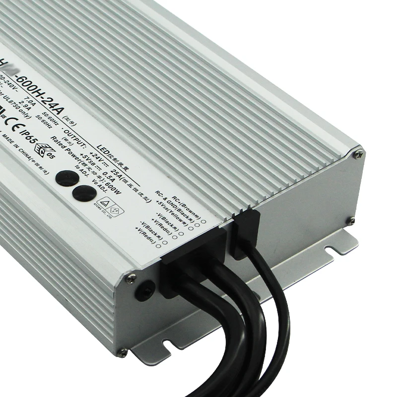 Meanwell HL-600H-24A 600W 24V 25A IP65 Waterproof High Power AC to DC 24Voltage  24v 25a Adjustable LED Driver Power Supply