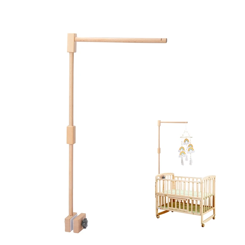 Soporte de campana de cama cuadrada de madera, soporte de campana de cama de 0 a 12 meses, móvil de madera, campana de cama de ganchillo para recién nacido, juguetes colgantes, sonajero para bebé
