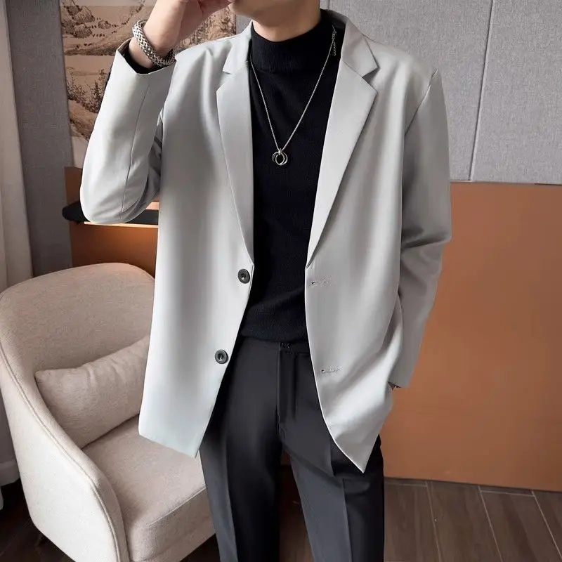 

Male Blazer Coat Solid High Quality Korean Style Clothes Gentleman Handsome Menswear Clothing Casual Business Men's Suit Jackets