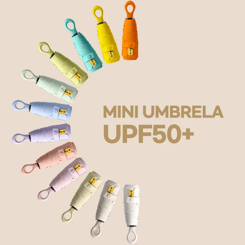 Creative Foldable Mini Umbrella for Girls Windproof Ring Handle Sun Umbrella UV Protection Pocket Parasol Umbrella Woman