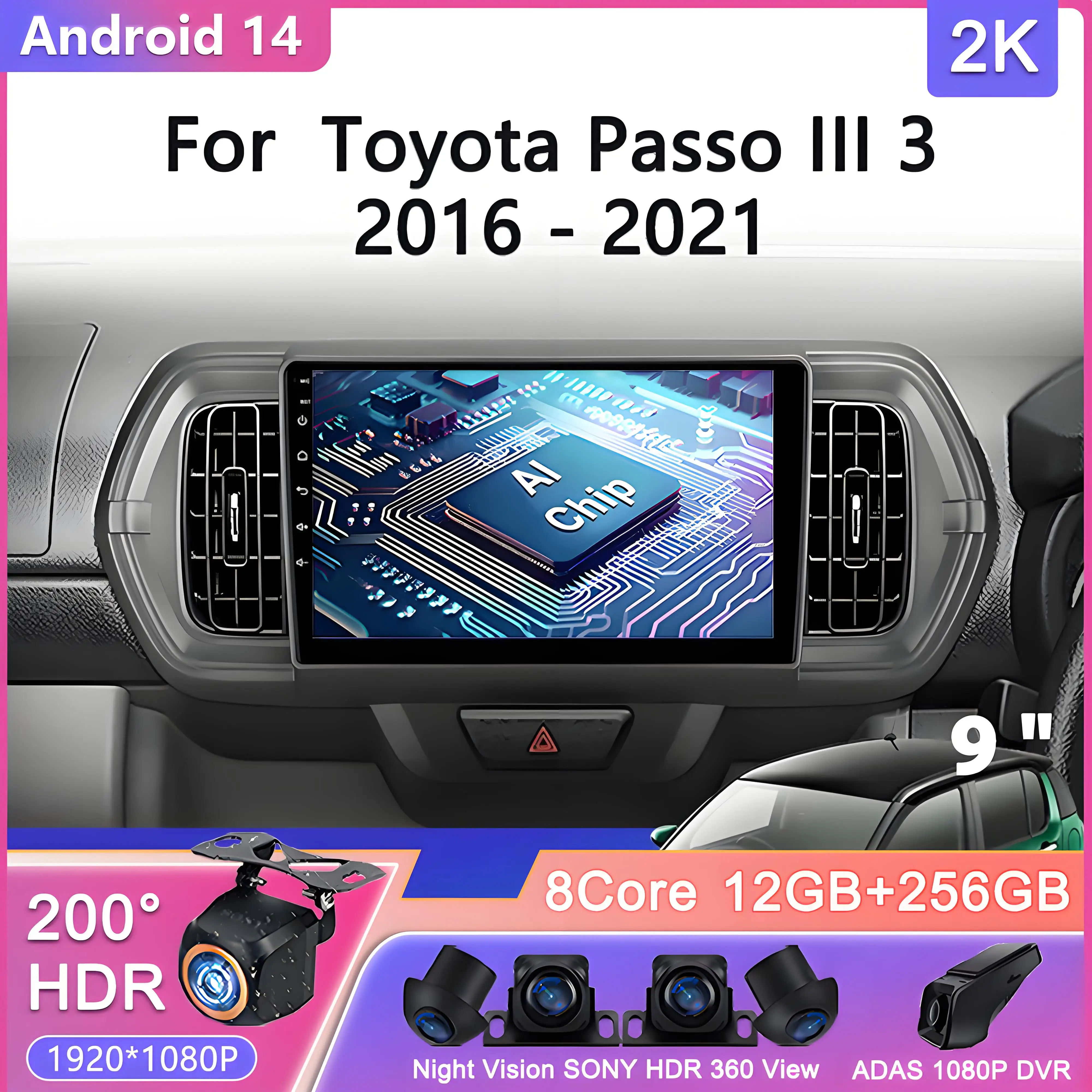 

Android 14 For Toyota Passo III 3 2016 - 2021 Carplay AutoCar Radio Multimedia Video Player Navigation No 2Din 2 Din DVD Car GPS