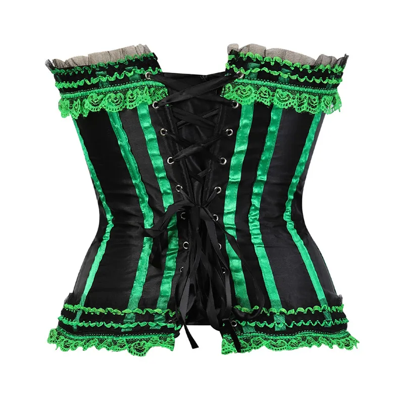 Green Corset Dresses Burlesque Plus Size Lingerie Zip Bustier Lace Skirts For Women Party Gothic Lolita Sexy Korsett 6xl