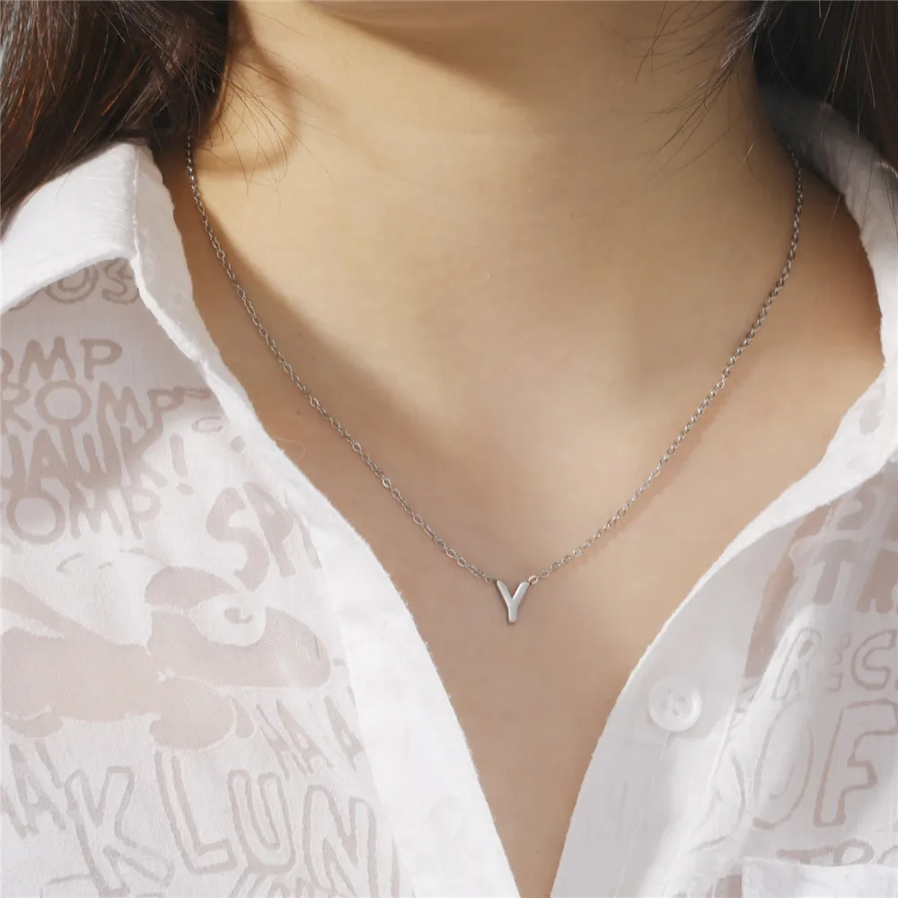 Cazador Minimalistische Initial A-Z Buchstaben Halskette für Frauen Alphabet Edelstahl Halsband Ketten Schmuck Geburtstagsgeschenk Großhandel – Detail 11