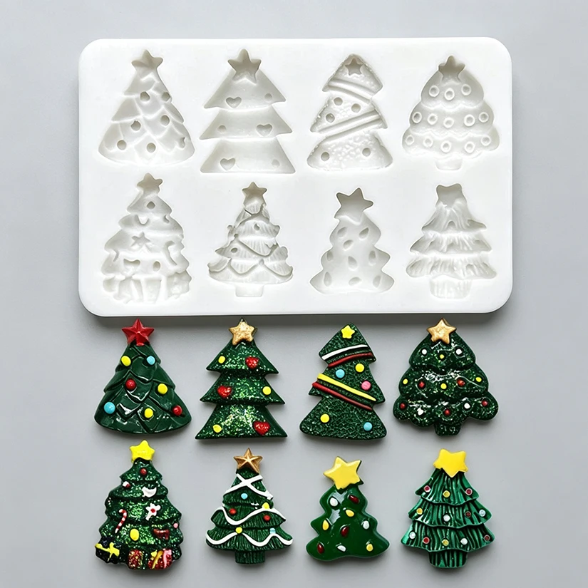 Christmas Tree Silicone Sugarcraft Mold Resin Tools Cupcake Baking Mould Fondant Cake Decorating Tools