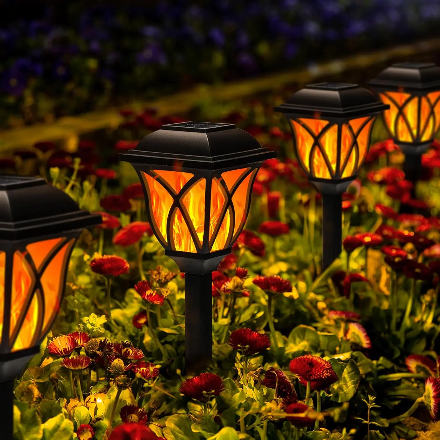 

6 Pack Solar Lights Outdoor Waterproof Flickering Flame LED for Garden Patio Yard