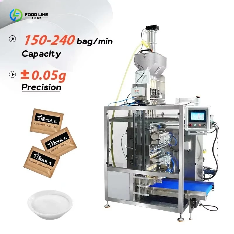 Automatic Multi Lanes 4 Side Sealing Bag 5g 10g Pouch Granule Hotel Sugar Sachet Packing Machine